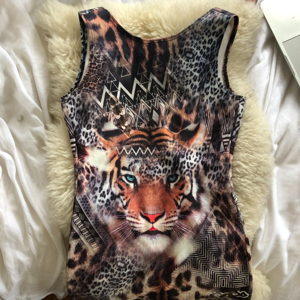 Codigo bodycon tiger graphic dress M